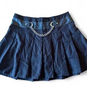 Royal Bones Mini Skirt Chain Accent Faux Leather Trim Large Goth Y2K Punk Alt